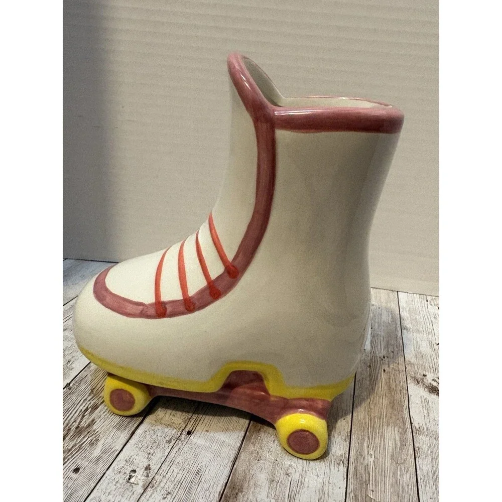 Hobby Lobby Ceramic Roller Skate Planter Vase Floral Pink Retro Decor